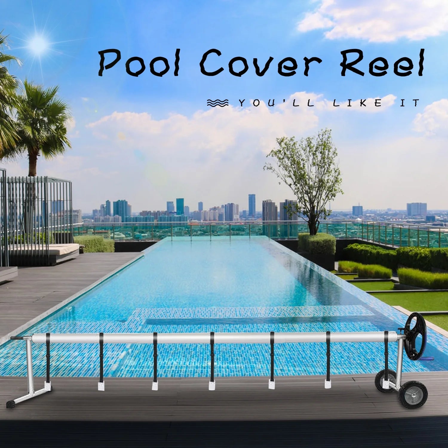 20 Ft Aluminum Pool Cover Reel Set (Blue) W664890