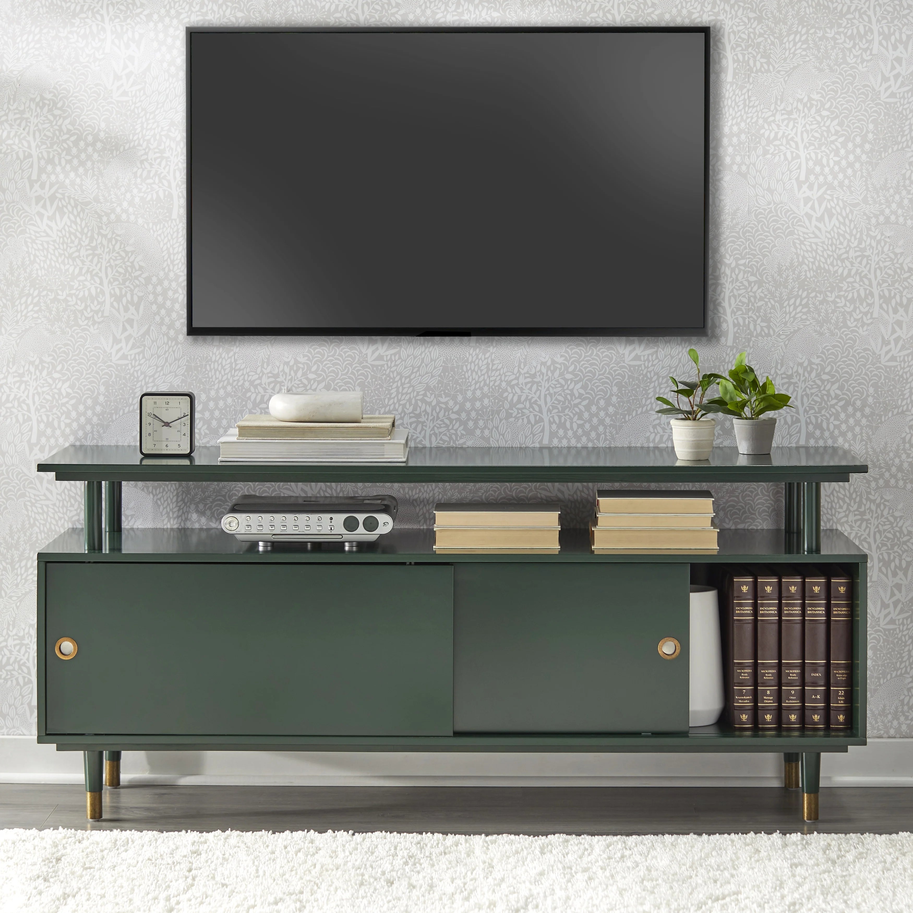 Green Painted Wood TV Stand L1742