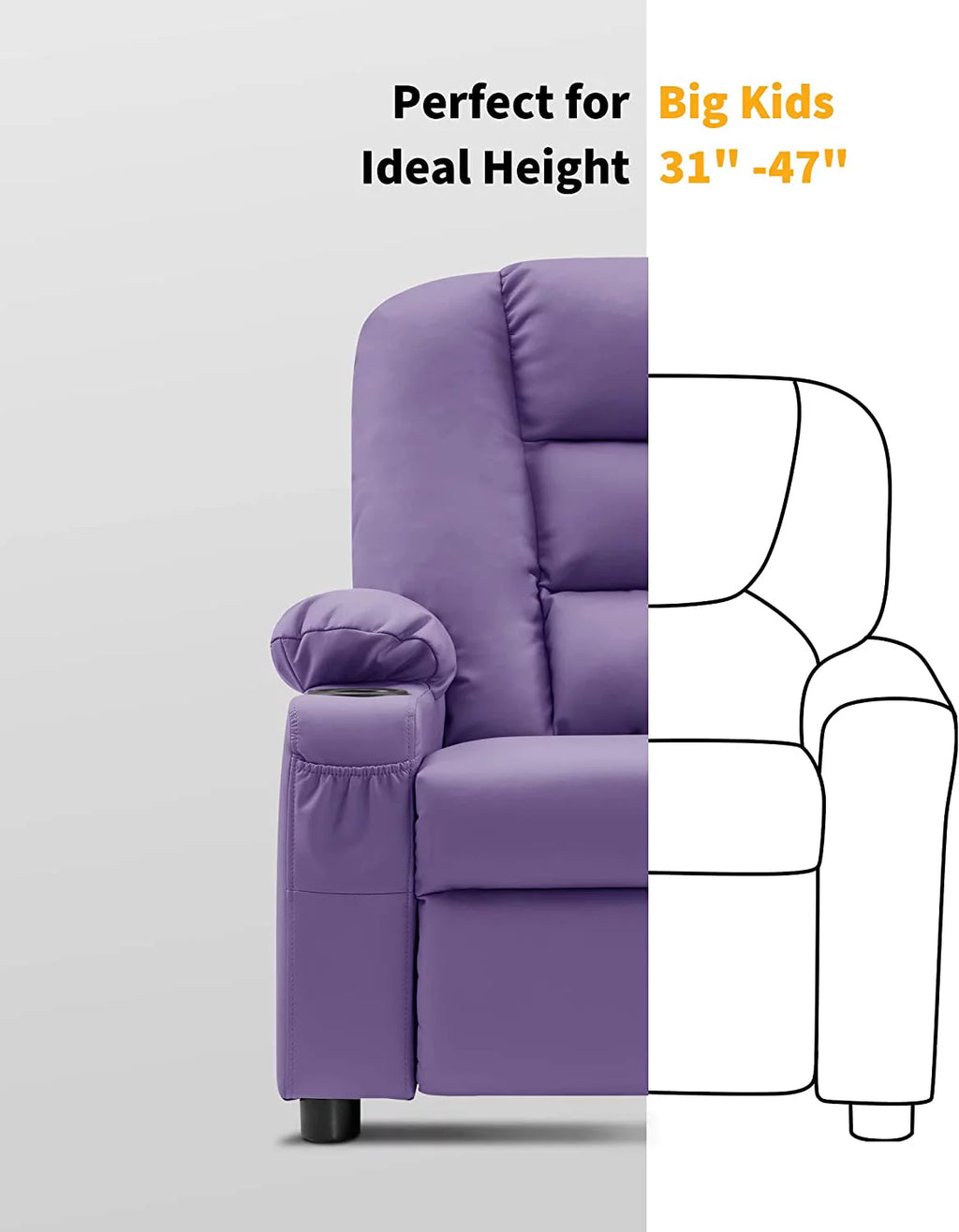 Faux Leather Recliner Chair with Cup Holders (Violet) B944