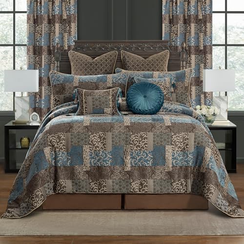 9-Piece King Jacquard Comforter Set with Euro Shams, Bedskirt, Decorative Pillow L80481