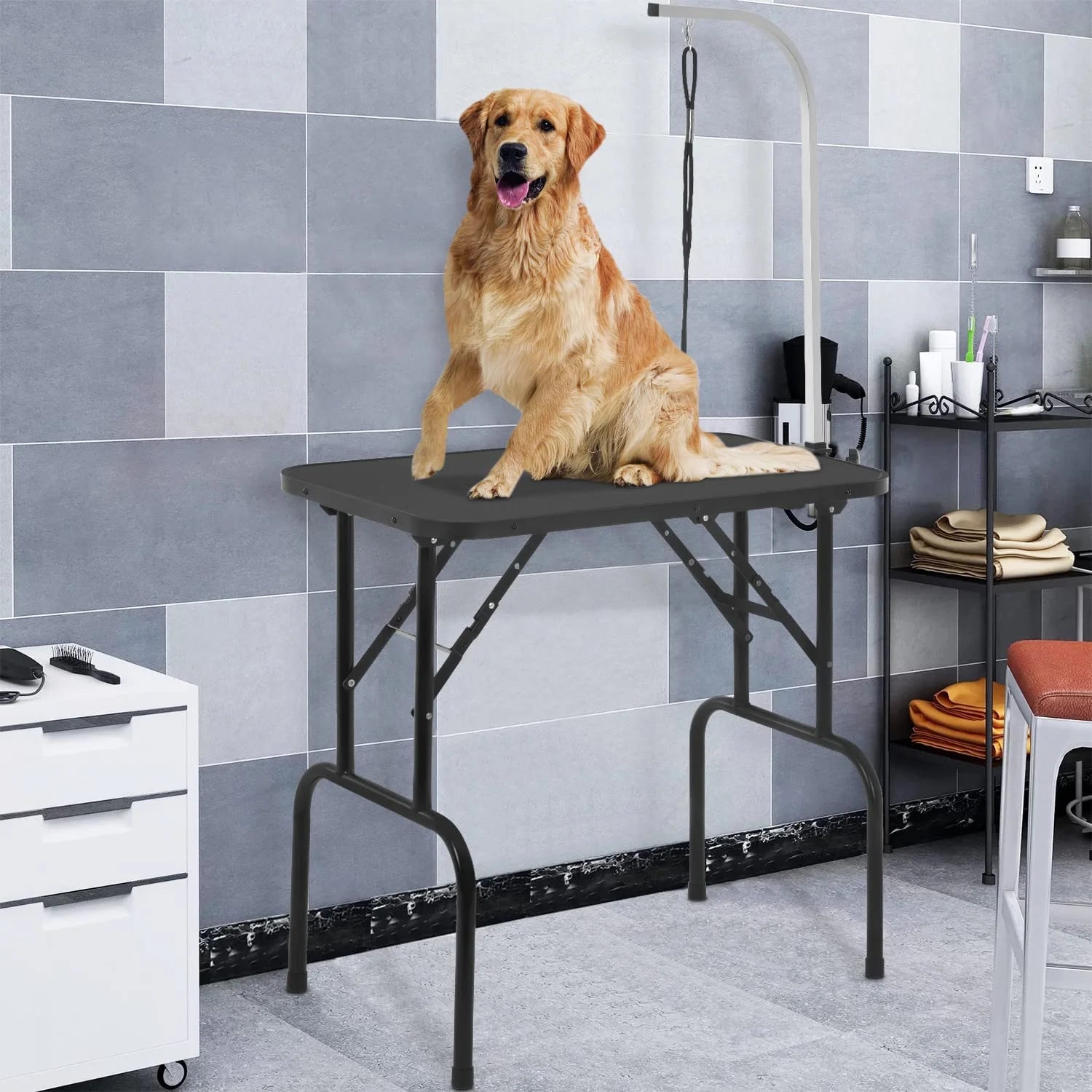 32in Foldable Adjustable Pet Grooming Table W951797