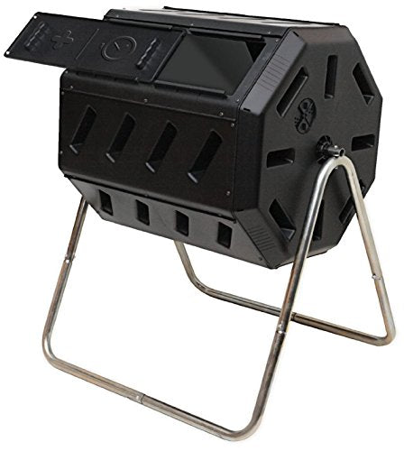 Black 37 Gallon Dual Chamber Tumbling Composter K341813