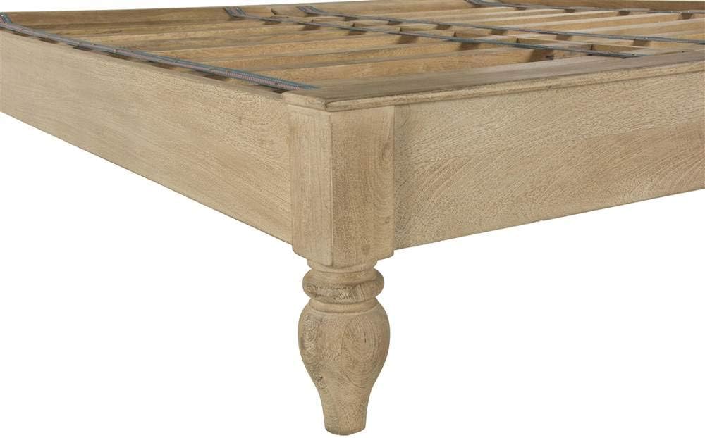 Mango Wood Queen Bed in Brown/Whitewash O437473