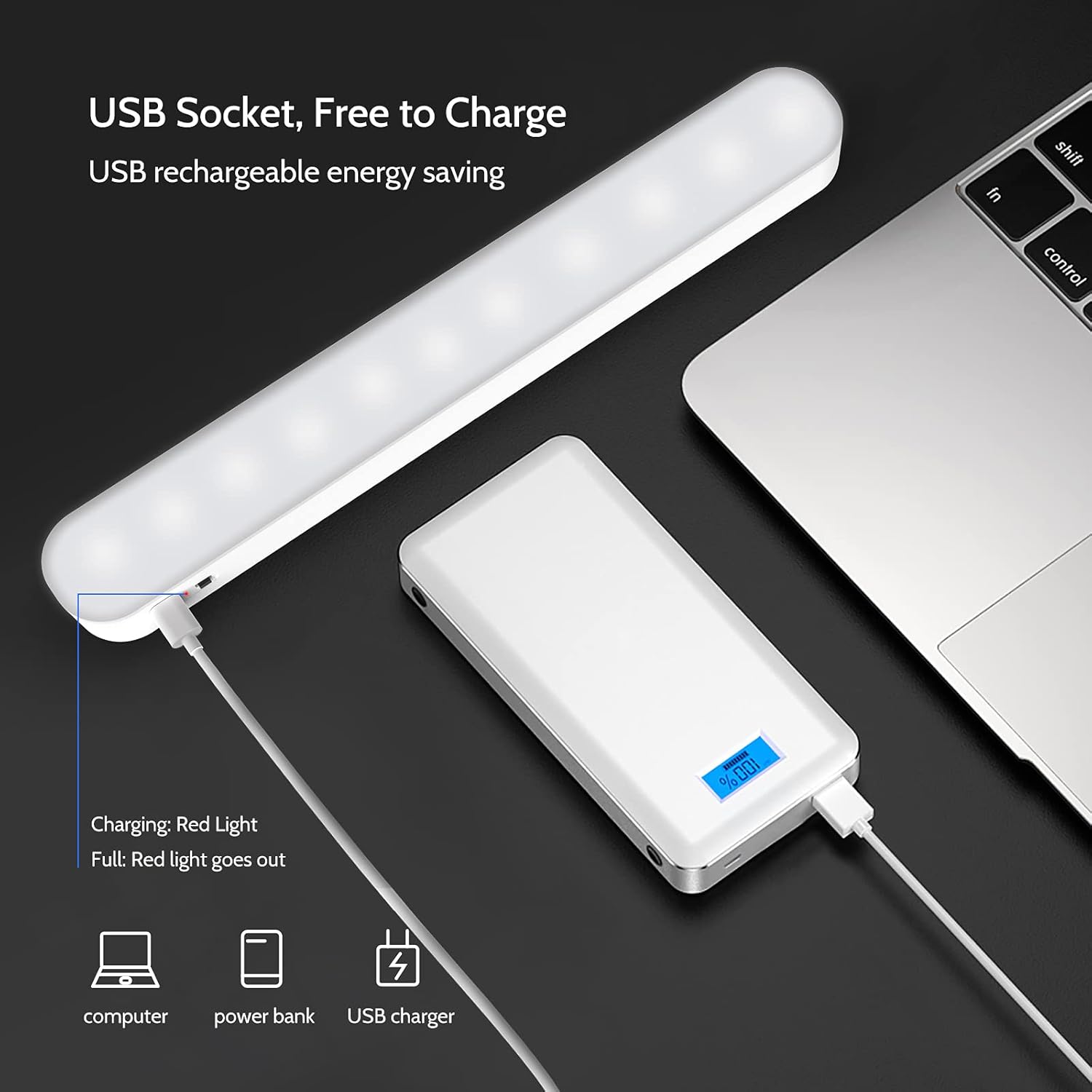 LED Dimmable Stick on Light with Rechargeable Battery K836996