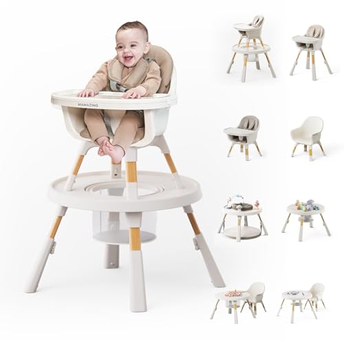 8 in 1 Convertible Highchair with Removable Tray, Khaki Z32626