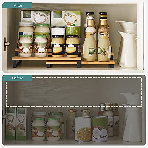 Set of 2 Bamboo Shelf Risers in Ink Black and Natural Beige P72831