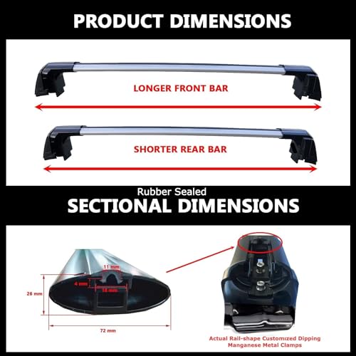 Silver Lockable Roof Rack Crossbars E85068