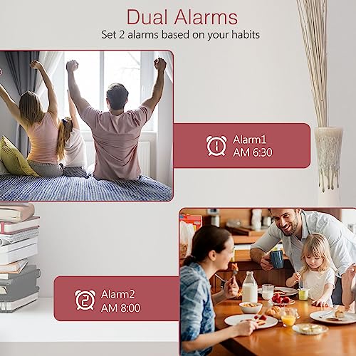 6.5'' LED Digital Alarm Clock with USB Charging Port, Dual Alarm, Snooze H3420