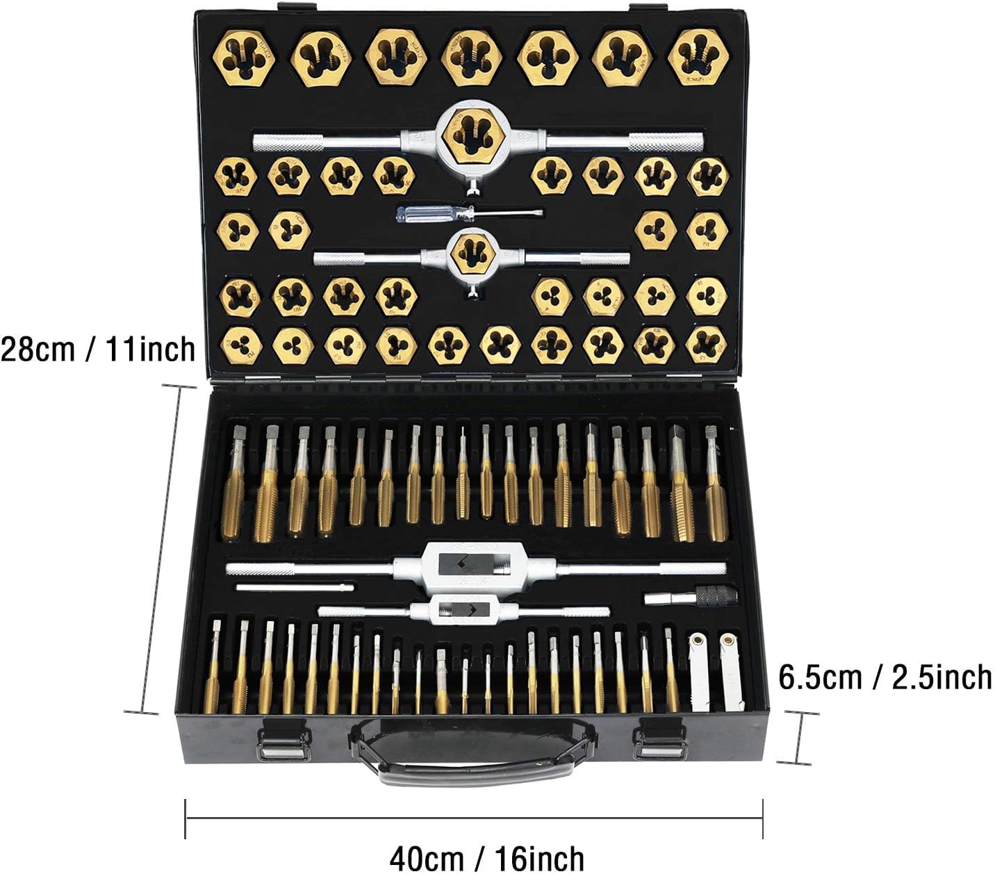 86 Piece Metric and SAE Standard Tap and Die Set with Metal Carrying Case X551