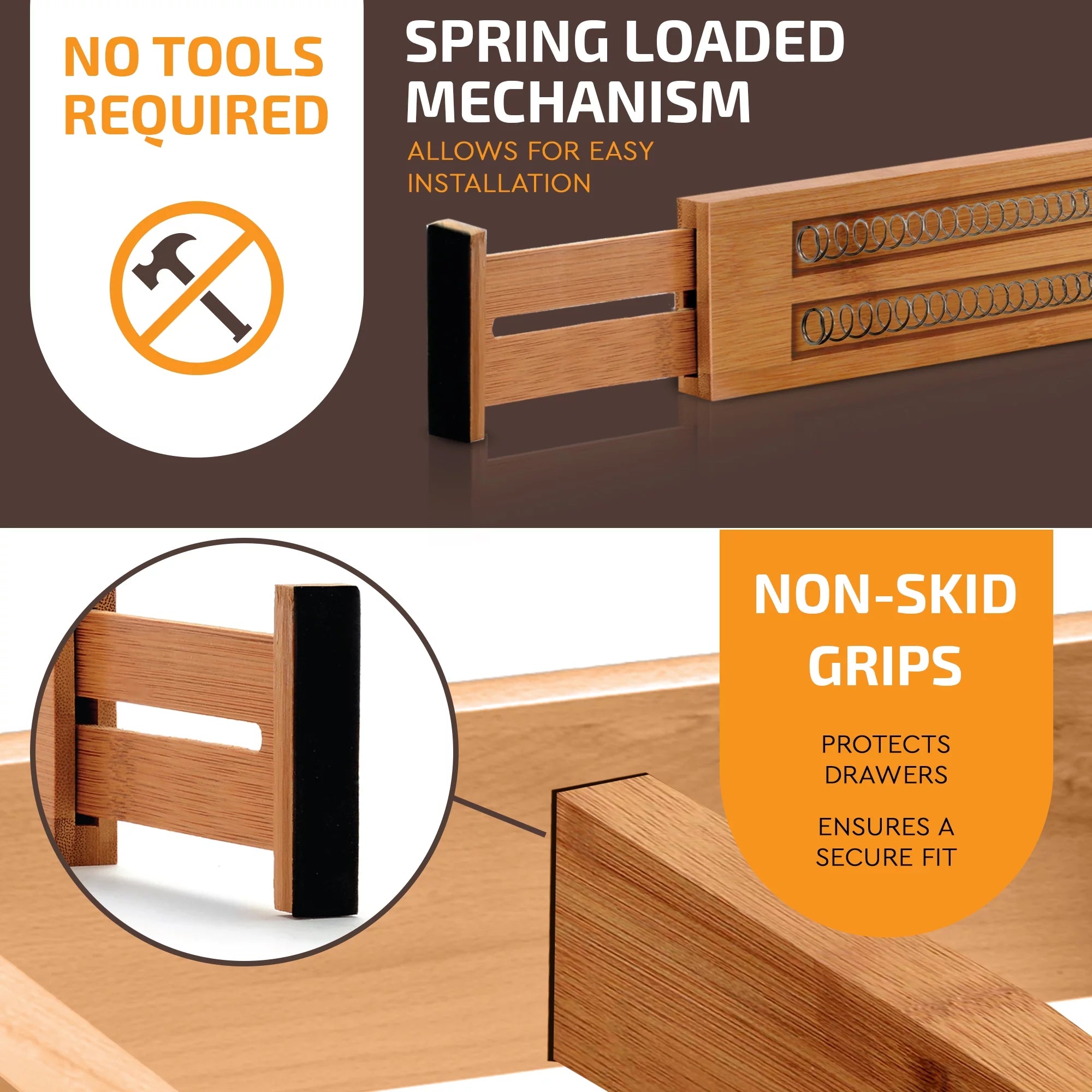 Set of 4 Expandable Bamboo Drawer Dividers I8778