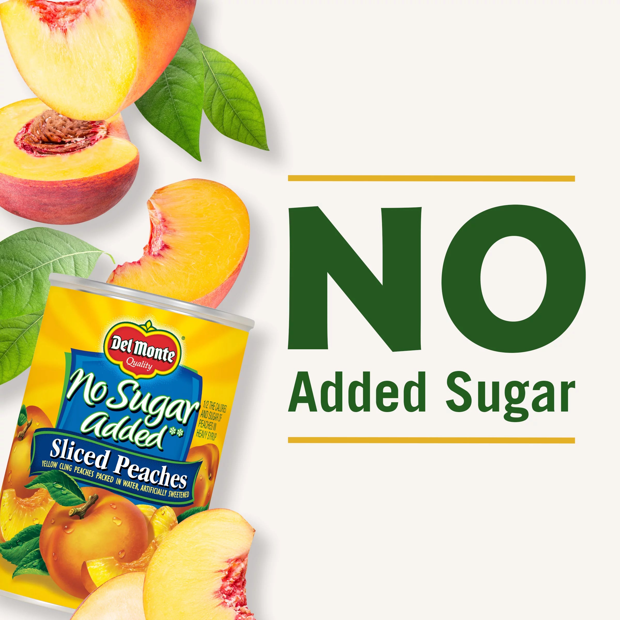 (6 Cans) Del Monte Sliced Peaches, No Sugar Added, 14.5 oz Can Q9586