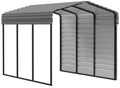 Galvanized Steel Carport with 1-Sided Enclosure, 10' x 15' x 9' , Charcoal P689