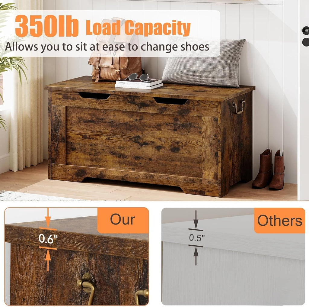 Brown Solid Wood Storage Chest Bench V952