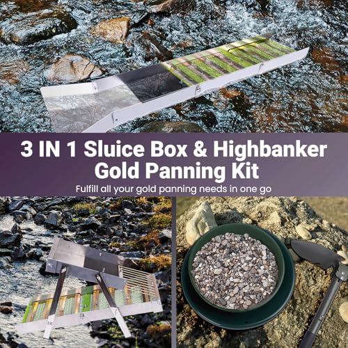 3 in 1 Gold Panning Kit, 50" Folding Gold Sluice Box, 34pcs E35724