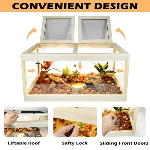 34 Gallon Reptile Terrarium Tank with Metal Mesh Roof Door H2560