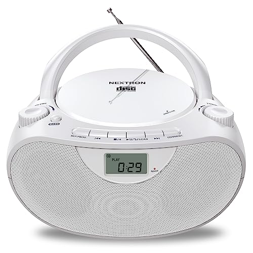 Portable Stereo CD Player Boombox with AM/FM Radio, Bluetooth, USB, AUX-in, Headphone Jack and LCD Display W61085