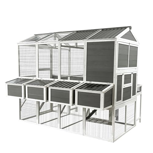 Gray 3-Tier Wooden Chicken Coop with Run L677648