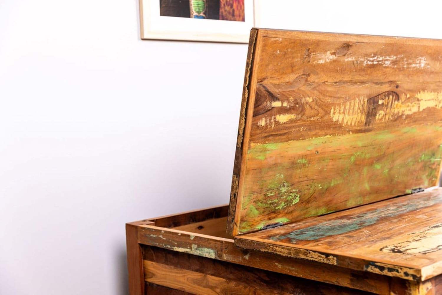 Solid Reclaimed Wood Coffee Table with Two Drawers and Hidden Trunk Storage B19506