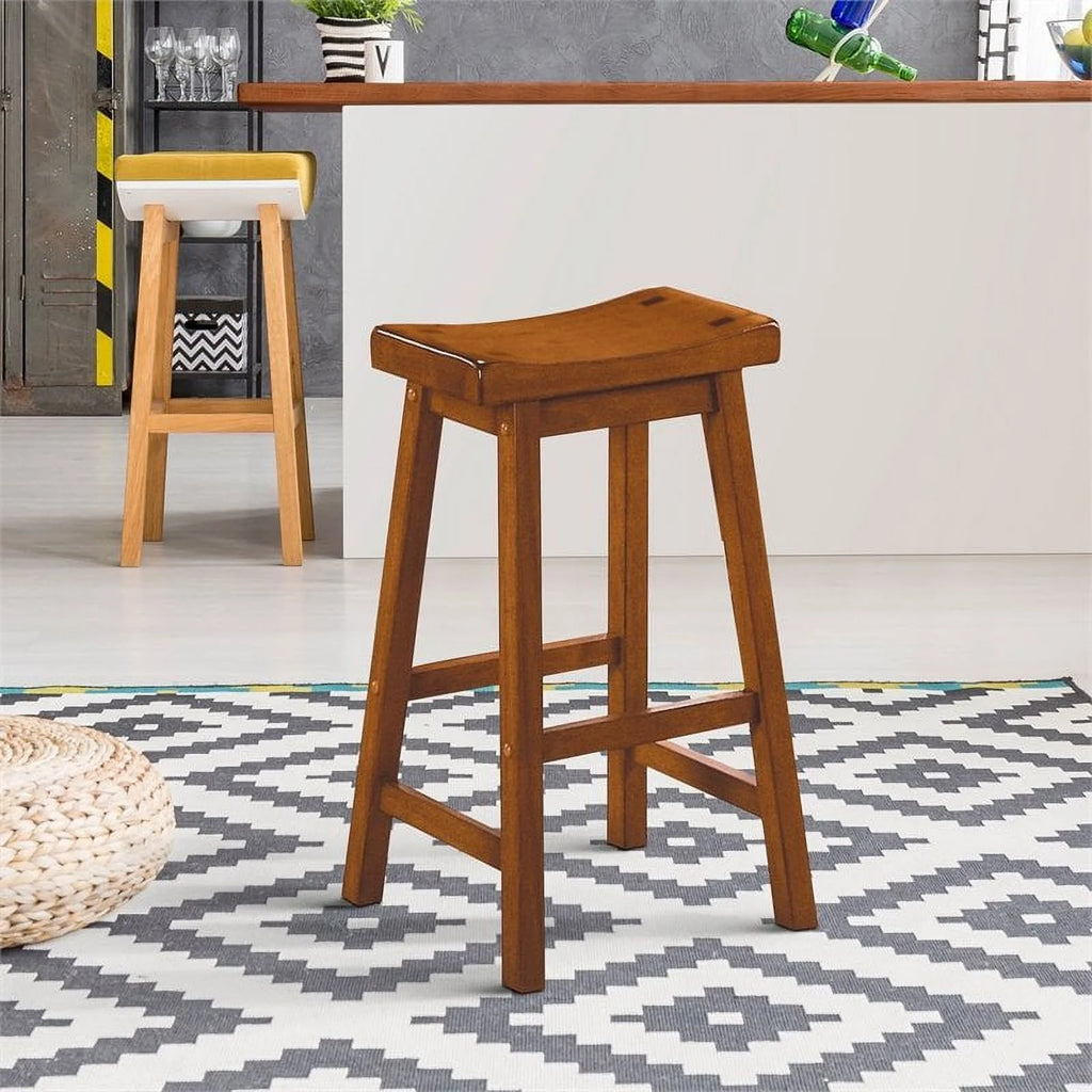 Solid Wood Bar Stool in Oak (Set of 2) L5891