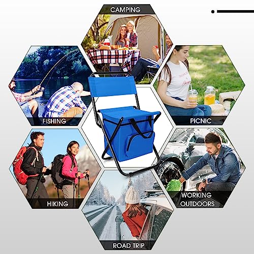 2 Pcs Foldable Fishing Chair with Cooler Bag P5375