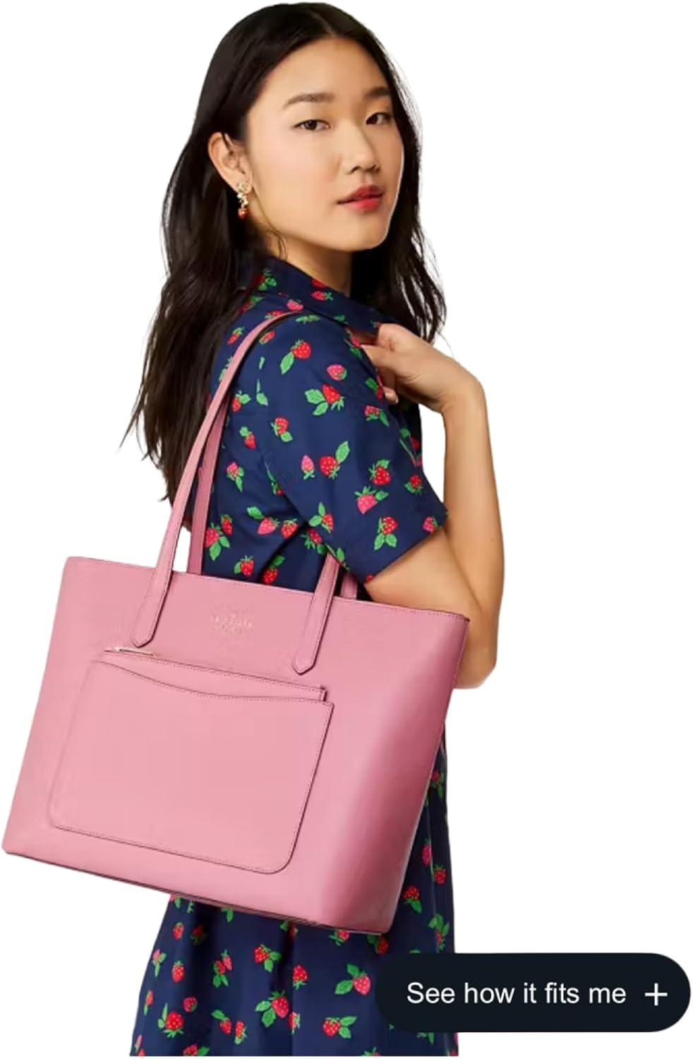 Blossom Pink Leather 3 Piece Tote and Wristlet Set Q1470