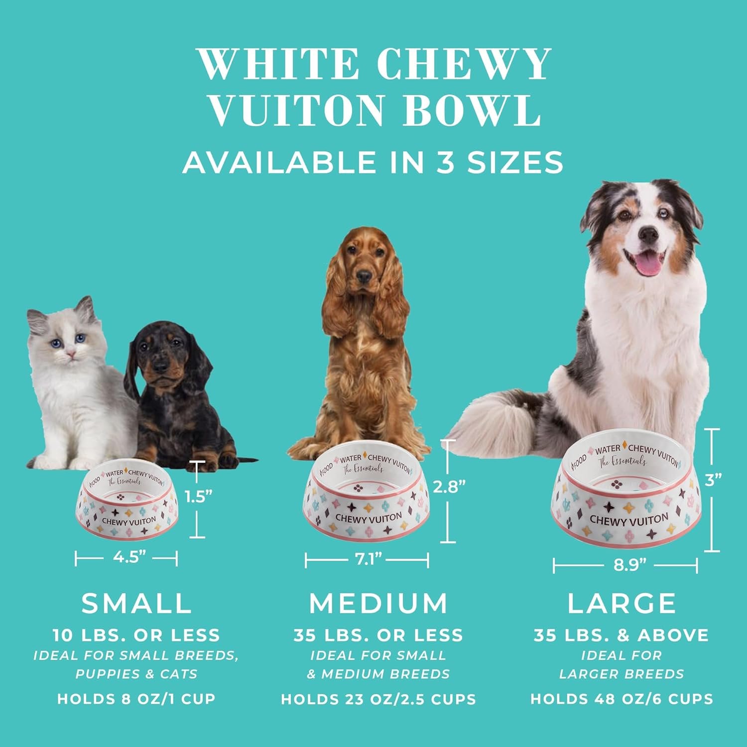 White BPA-Free Non-Skid Dog Bowls with Placemat, Case of 2 M85706