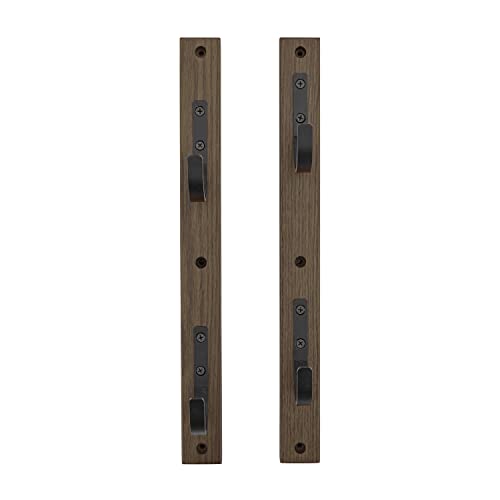 Brown/Black Wood Rifle Rack with Metal Hooks T7617