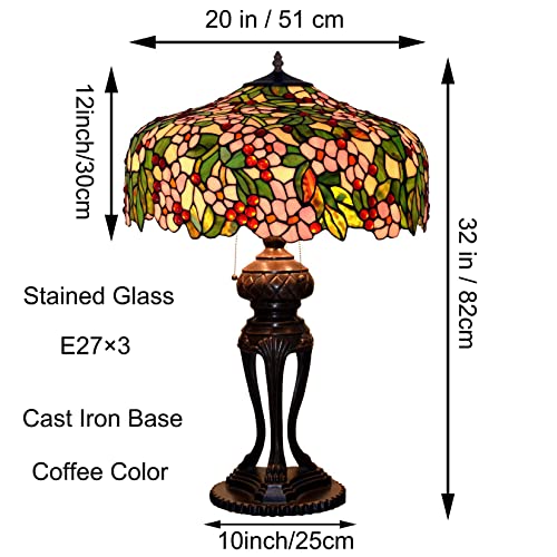 Peach Stained Glass 3-Light Table Lamp R1772