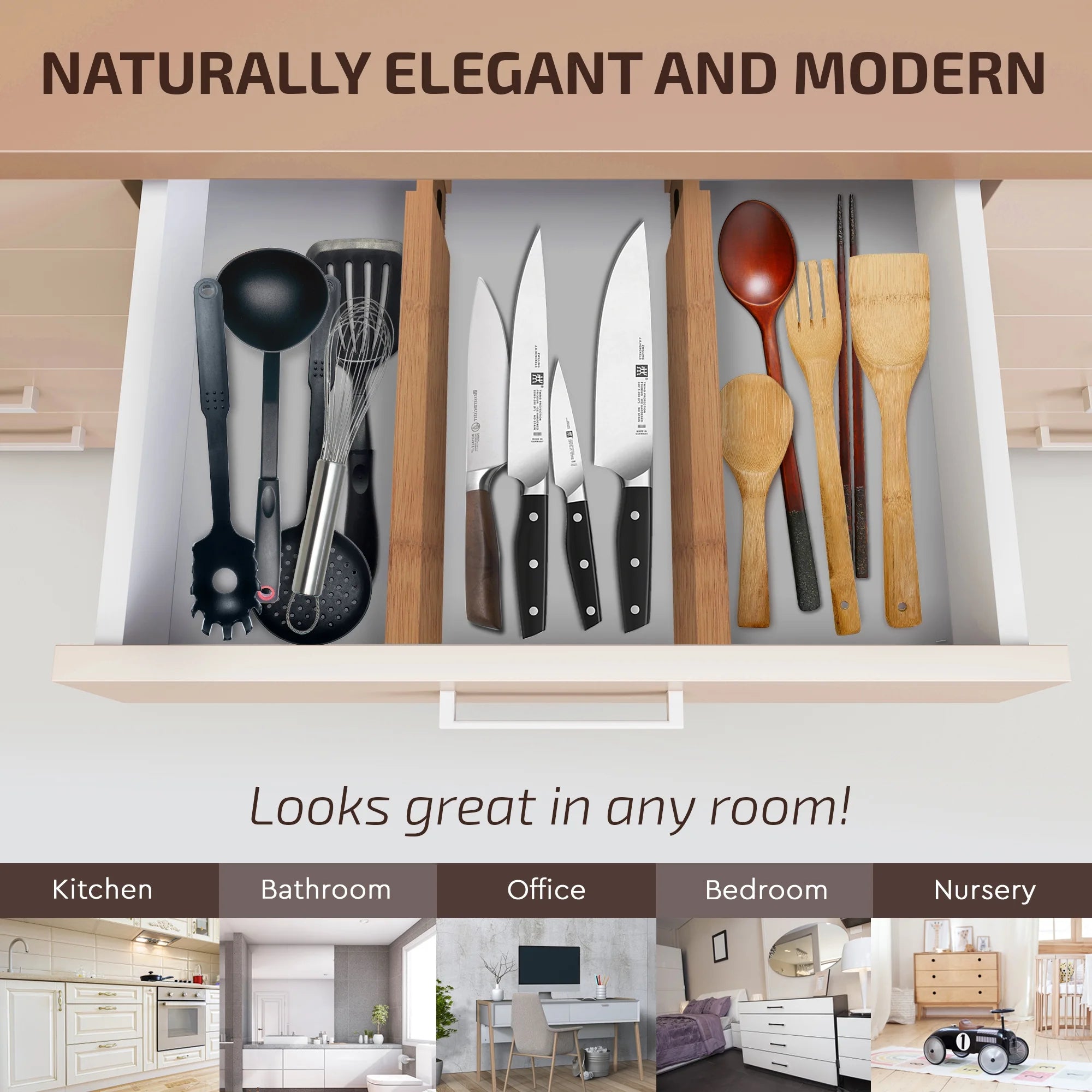 Set of 4 Expandable Bamboo Drawer Dividers I8778