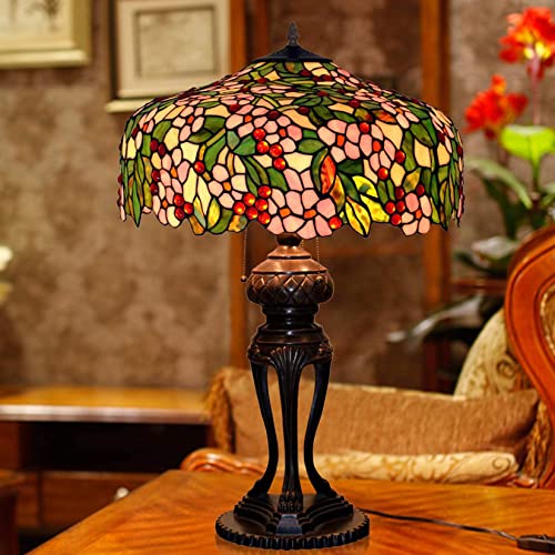 Peach Stained Glass 3-Light Table Lamp R1772
