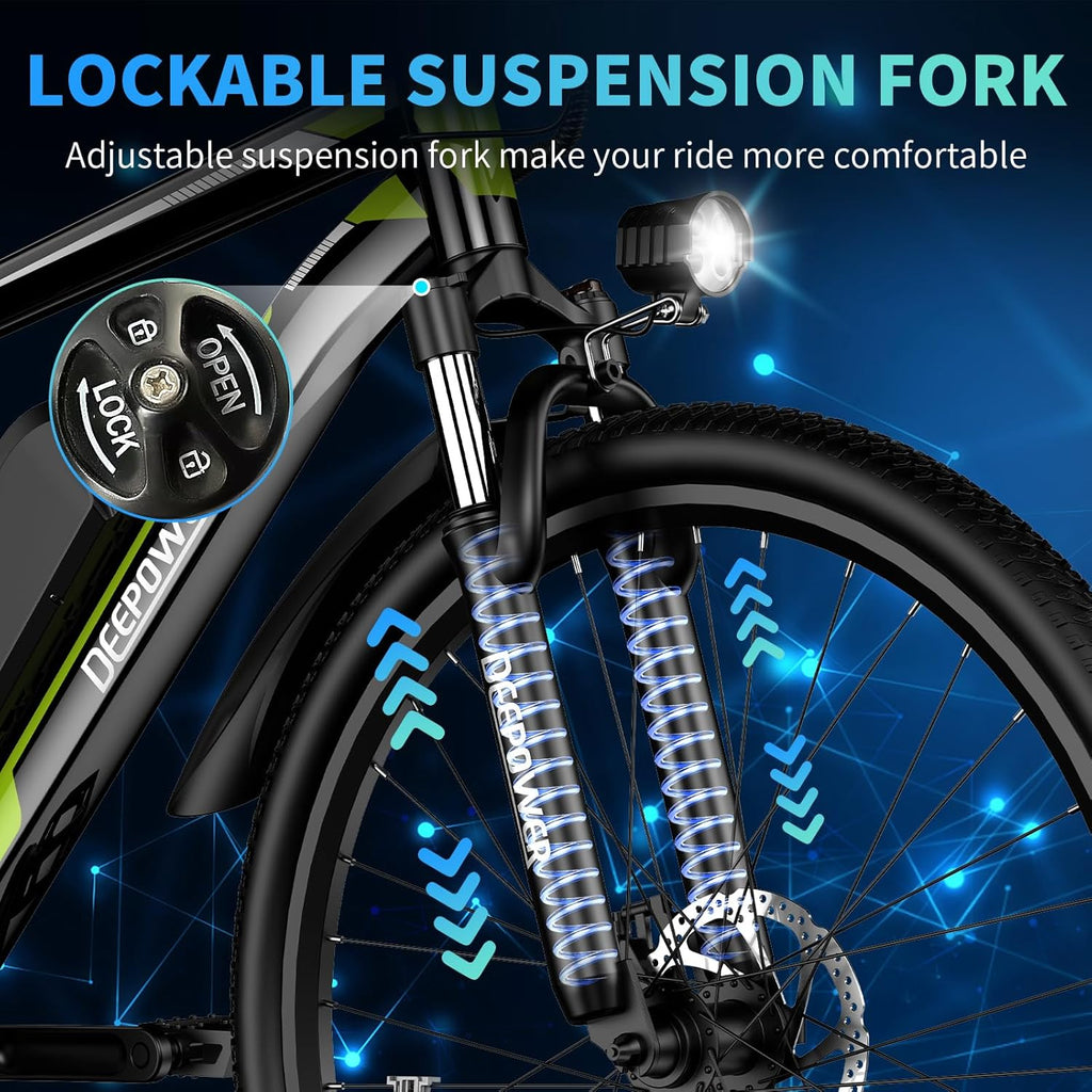 Electric Bike 500W 26" 48V 12.8Ah 21-Speed Front Fork Suspension I580