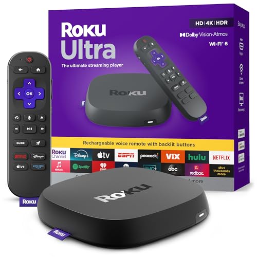 4K Streaming Device with HDR10+, Dolby Vision, Atmos, Bluetooth, Wi-Fi 6, Rechargeable Voice Remote Pro with Backlit Buttons U754