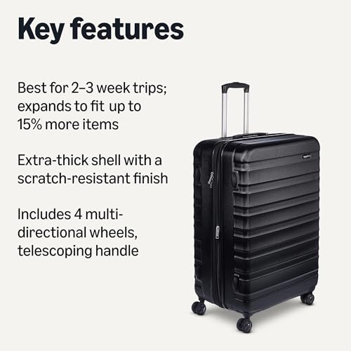 21" Hardside Carry-On Luggage, Hardshell Suitcase, Black N8902