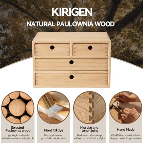 Natural Wooden Desktop Organizer with 3 Drawers C527