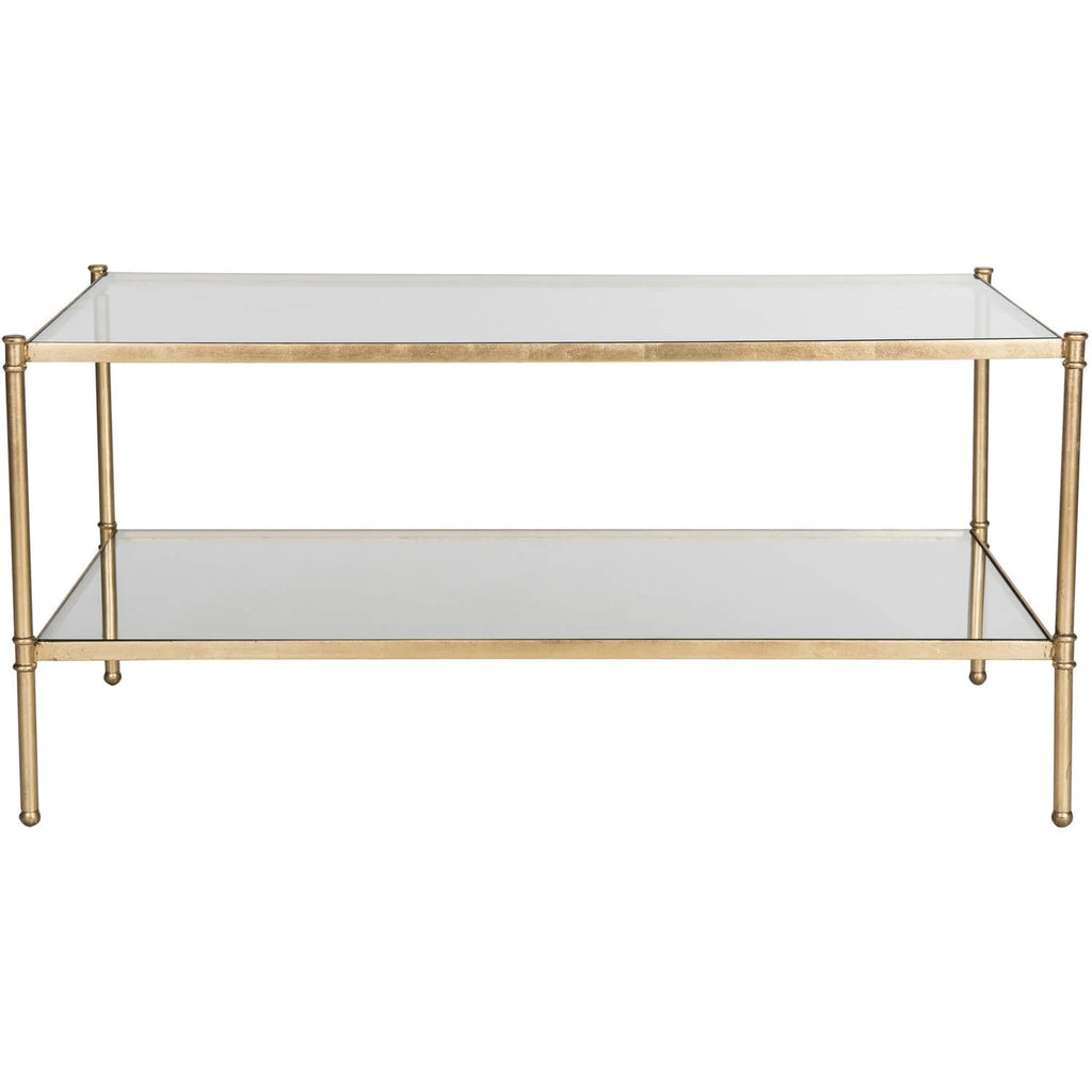 Antique Gold Iron Coffee Table with Glass Top Z832