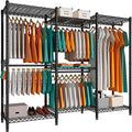 Black 5 Tiers Heavy Duty Metal Clothes Rack P375510