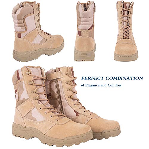 Men's Military Tactical Work Boots Side Zipper Army Combat Boots L966618