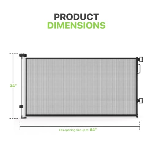 White Retractable Mesh Gate, 4"-64" Wide, 34" Tall T42239