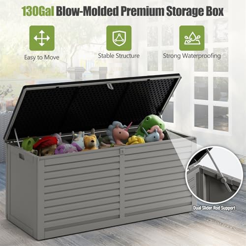 130 Gallon Waterproof Lockable Deck Box (Black) J51450