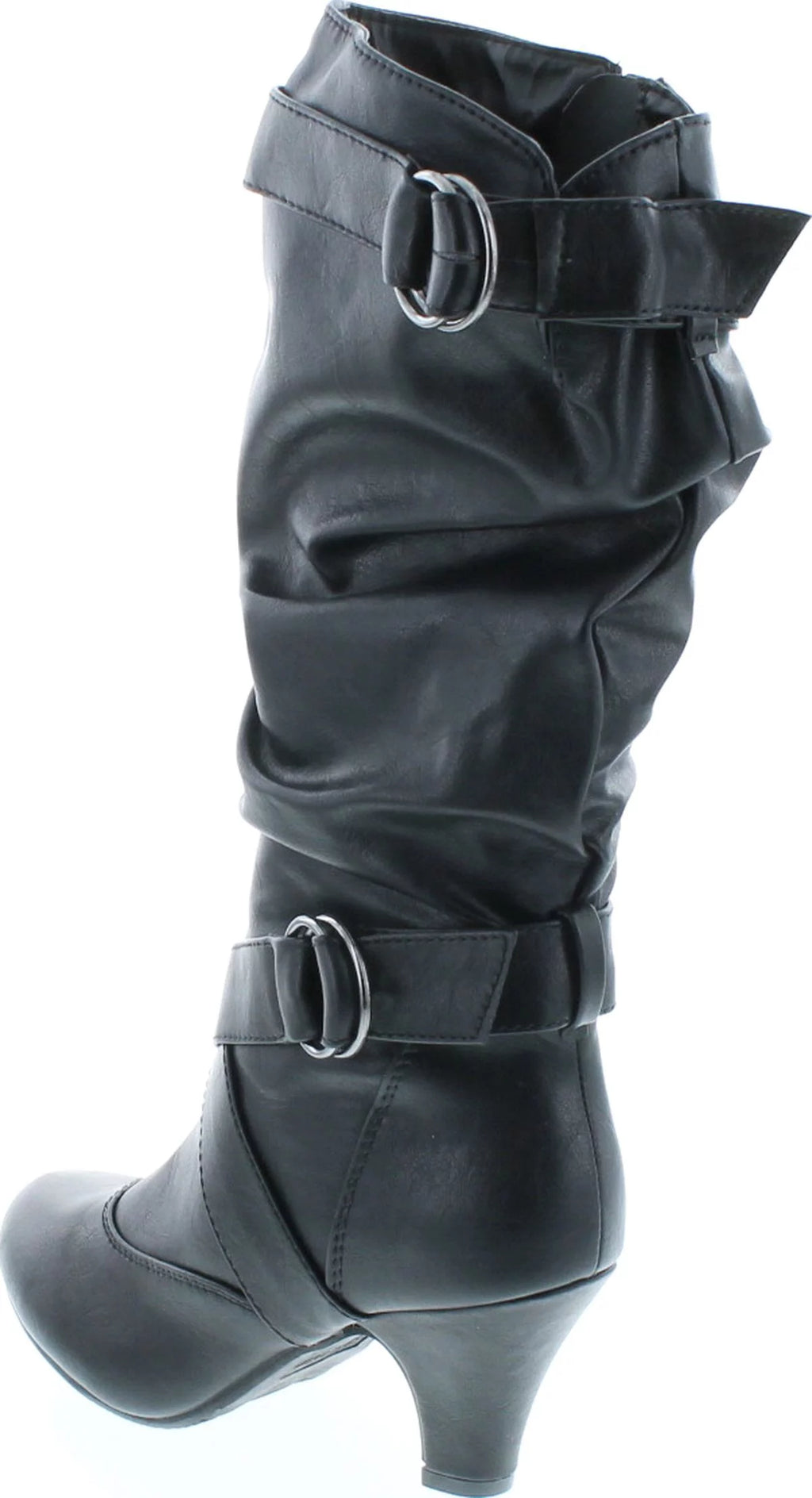 Women's Low Heel Zipper Slouchy Mid-Calf Boots F8202