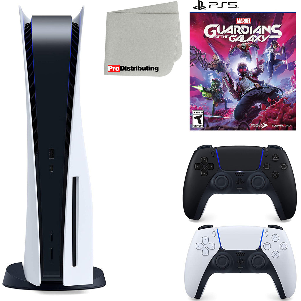 Playstation 5 Disc Version with Midnight Black Extra Controller and Microfiber Cleaning Cloth Bundle T69438