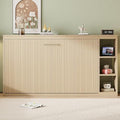 Full Size Wood Murphy Bed with Storage Shelves (White) D83573