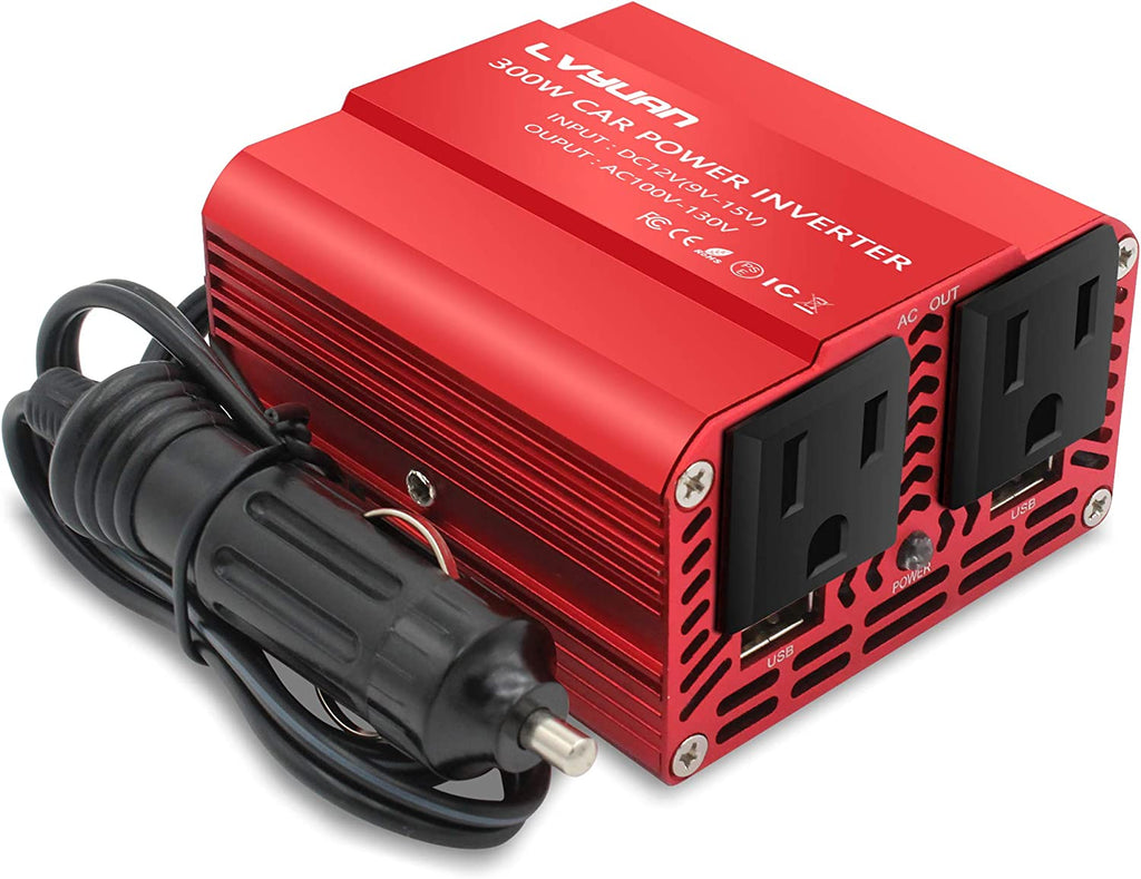 300W Power Inverter DC 12V to 110V AC with 3.1A Dual USB Charger R397