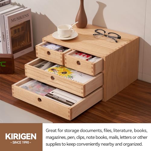 Natural Wooden Desktop Organizer with 3 Drawers C527