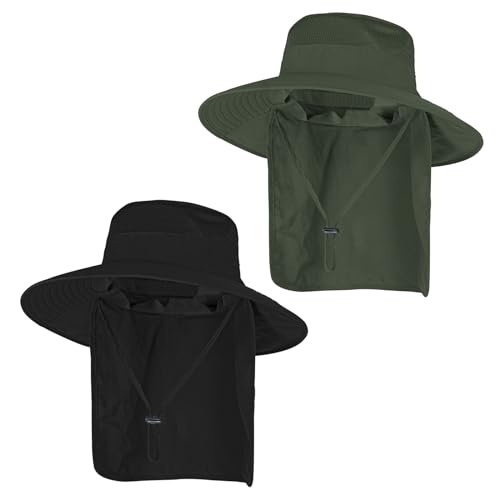 UPF 50+ Breathable Wide Brim Bucket Hat with Neck Flap X1210