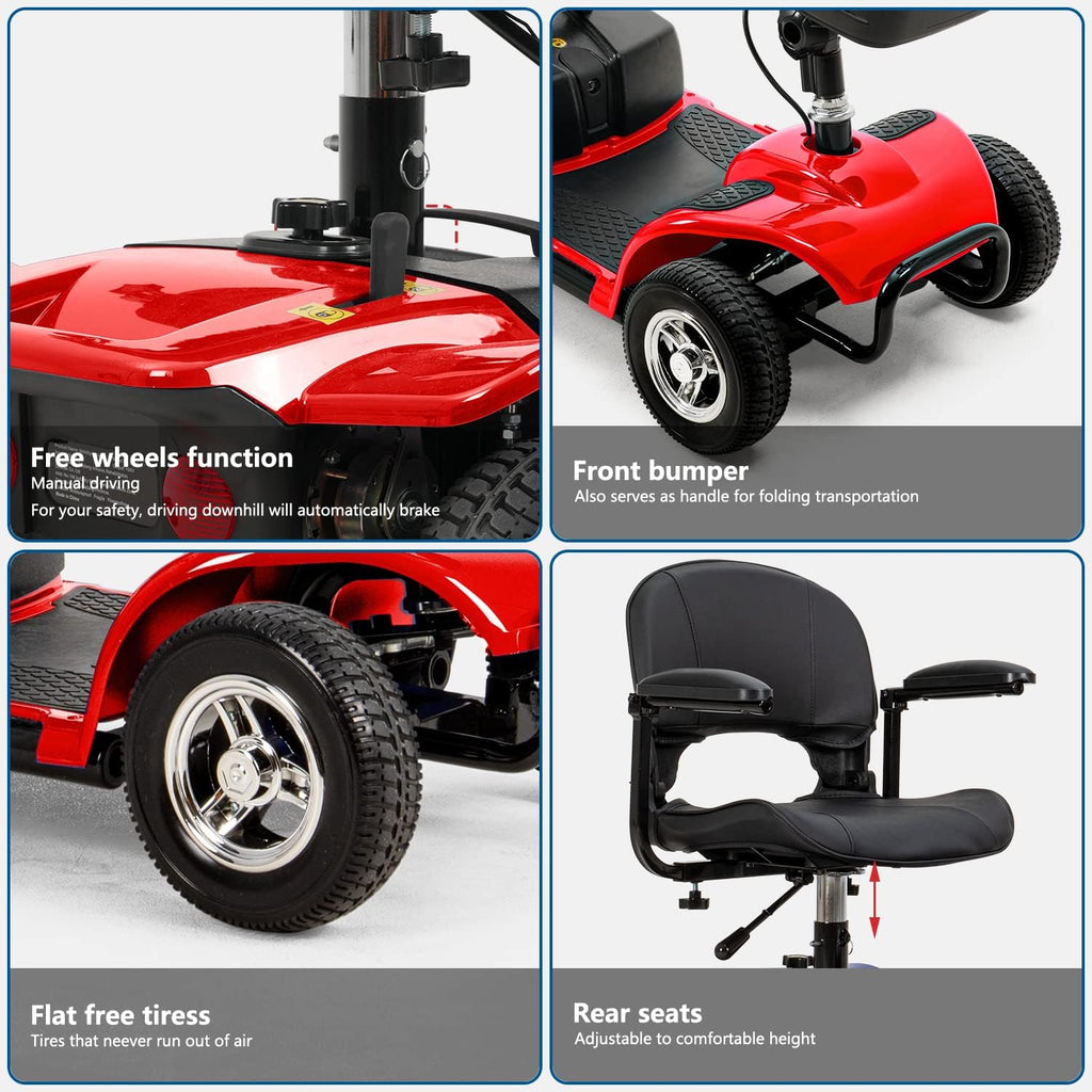 Red 4 Wheel Mobility Scooter with Basket and Extended Battery Y942