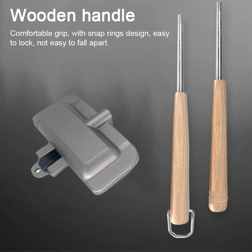 Double-Sided Non-Stick Aluminum Sandwich Maker with Removable Handle N27191