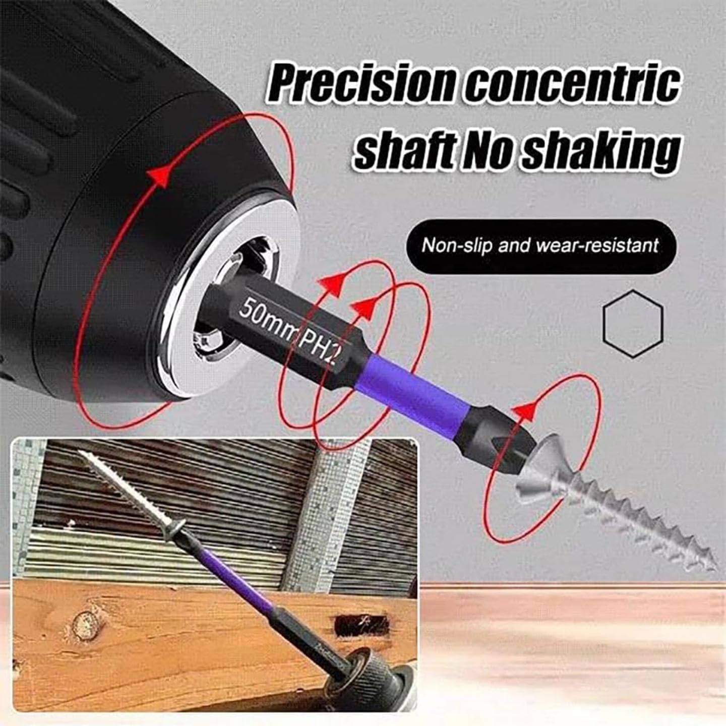 12-Piece Anti-Slip Shock-Proof Phillips Screwdriver Bit Sets, 1/4 Hex Shank Drill Bits H149716