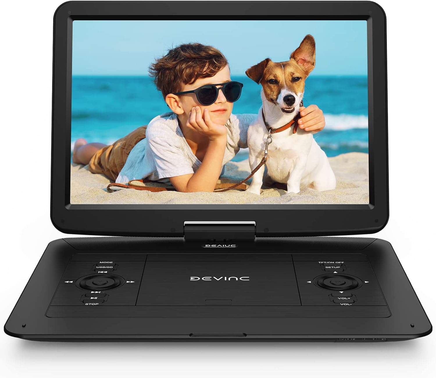 17.9" Portable DVD Player with 15.6" HD Swivel Screen, Rechargeable Battery, Remote Control K7404