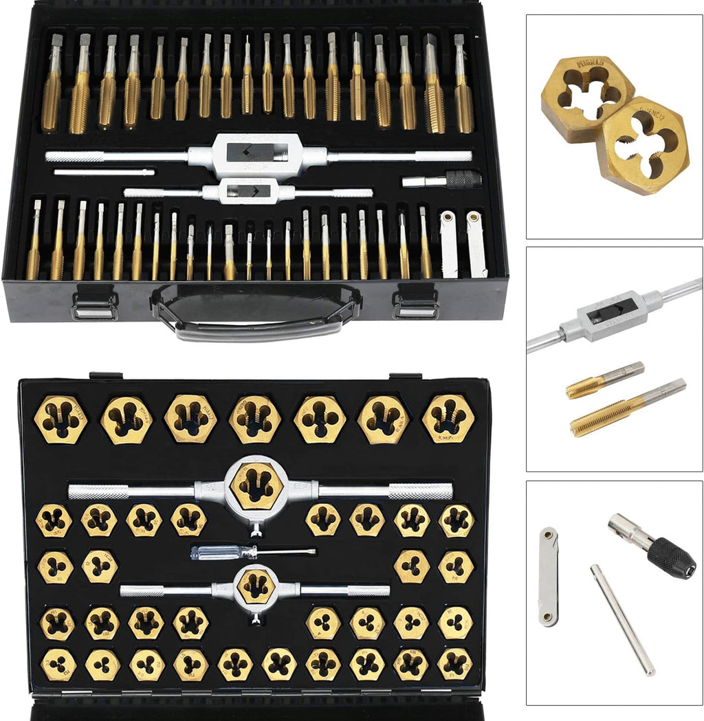 86 Piece Metric and SAE Standard Tap and Die Set with Metal Carrying Case X551